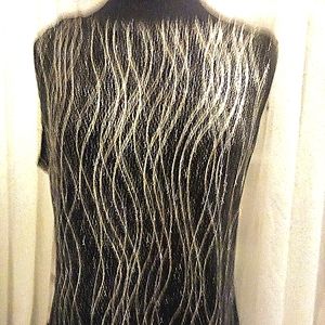 Vintage Black top with gold embellishments,  size 10. B11